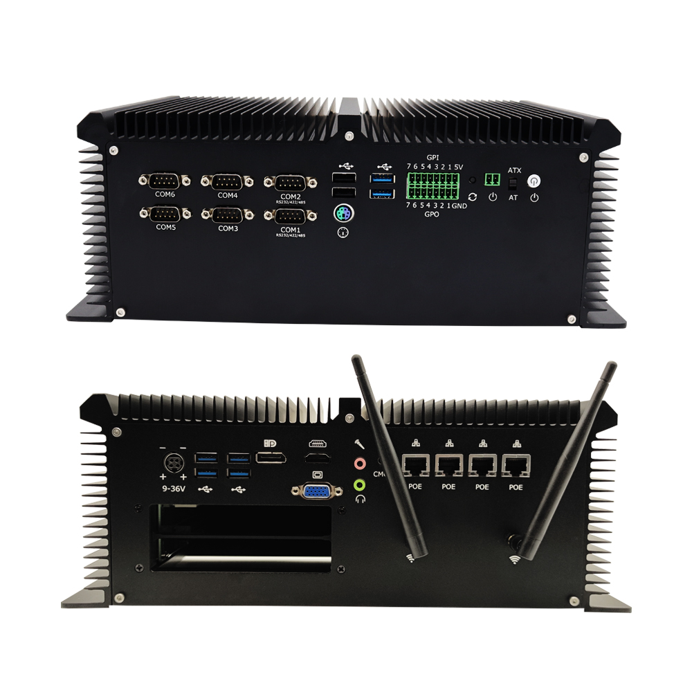 Eglobal Newest POE Mini PC Server onboard Intel Core i7 7920HQ 4*RJ45 Lan 6COM  HD+VGA+DP GPIO PXE